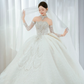 Timeless Ball Gown Strapless Tulle Sequin Beaded With Sleeves Veil Long Wedding Dresses C4325
