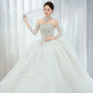 Timeless Ball Gown Strapless Tulle Sequin Beaded With Sleeves Veil Long Wedding Dresses C4325