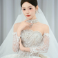 Timeless Ball Gown Strapless Tulle Sequin Beaded With Sleeves Veil Long Wedding Dresses C4325