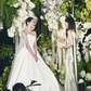Robe de mariée longue élégante en satin sans bretelles avec voile C4326