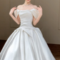 Robe de mariée longue en satin, élégante, épaules dénudées, C4330
