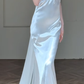 Robe de mariée longue en satin à col licou et sirène chic C4332