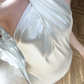 Robe de mariée longue en satin à col licou et sirène chic C4332