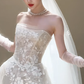 Robe de mariée longue en tulle et dentelle, bustier et voile, style rêveur, C4334