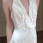 Robe de mariée longue en satin à col licou et sirène unique C4336