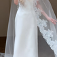 Robe de mariée longue élégante en satin, sans bretelles, style sirène, avec voile, C4337