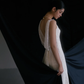 Robe de mariée longue en satin à bretelles spaghetti et paillettes avec voile, style sirène brillante, C4342