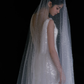 Robe de mariée longue en satin à bretelles spaghetti et paillettes avec voile, style sirène brillante, C4342