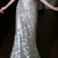Robe de mariée longue sirène intemporelle à sequins et dos nu C4345