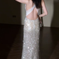 Robe de mariée longue sirène intemporelle à sequins et dos nu C4345