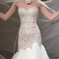Robe de mariée longue en tulle et dentelle, décolleté en cœur, style sirène, C4350