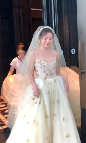 Robe de mariée longue en tulle à bretelles spaghetti et paillettes avec voile C4356