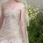Robe de mariée sirène bustier en tulle et perles avec voile, longue et rêveuse, C4357