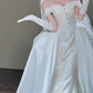 Robe de bal intemporelle à épaules dénudées, en satin et dentelle, avec gants et voile, robe de mariée longue C4359