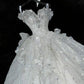 Robe de mariée longue intemporelle à bretelles spaghetti, en tulle, paillettes et perles, C4360