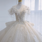 Robe de mariée longue en tulle, paillettes et perles, style bal intemporel, épaules dénudées, C4367