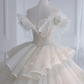 Robe de mariée longue en tulle, paillettes et perles, style bal intemporel, épaules dénudées, C4367
