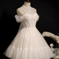 Robe de bal élégante, bretelles Spaghetti, robe de soirée blanche, robes de bal, C436