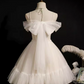 Robe de bal élégante, bretelles Spaghetti, robe de soirée blanche, robes de bal, C436