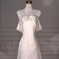 Superbe robe de mariée sirène longue en satin et dentelle perlée C4372