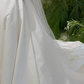 Robe de mariée longue élégante et simple, sans bretelles, en satin avec voile, C4374