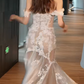 Robe de mariée sirène de rêve à épaules dénudées, en tulle et dentelle, avec voile, longue, C4375