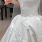 Robe de mariée longue en satin, bustier, élégante, avec appliques et voile, C4377
