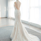 Robe de mariée longue sirène en tulle et dentelle de rêve C4387