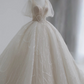 Robe de mariée élégante, col en V, tulle, paillettes, manches courtes, longue, C4391