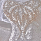 Robe de mariée longue en satin à paillettes et épaules dénudées, style sirène, avec perles et nœud, C4392