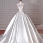Robe de mariée longue en satin à sequins et perles, sans bretelles, style bal de rêve, C4393