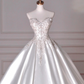 Robe de mariée longue en satin à sequins et perles, sans bretelles, style bal de rêve, C4393
