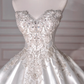Robe de mariée longue en satin à sequins et perles, sans bretelles, style bal de rêve, C4393
