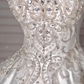 Robe de mariée longue en satin à sequins et perles, sans bretelles, style bal de rêve, C4393