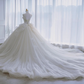 Robe de mariée longue élégante en tulle et sequins, sans bretelles, C4394