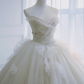 Robe de mariée longue élégante en tulle et sequins, sans bretelles, C4394