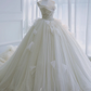 Robe de mariée longue élégante en tulle et sequins, sans bretelles, C4394