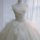 Robe de mariée longue élégante en tulle et sequins, sans bretelles, C4394