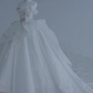 Robe de mariée longue bustier en satin à sequins et perles, style bal intemporel, C4395