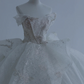 Robe de mariée longue bustier en satin à sequins et perles, style bal intemporel, C4395