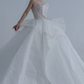 Robe de mariée longue bustier en satin à sequins et perles, style bal intemporel, C4395