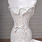Superbe robe de mariée sirène longue en satin et dentelle, sans bretelles, C4399