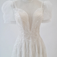 Robe de mariée princesse trapèze en tulle et sequins, sans manches, longue, noire, C4400