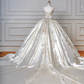Superbe robe de mariée longue en satin, sans bretelles, à sequins et perles, C4403
