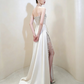 Gorgeous Mermaid Spaghetti Straps Satin Sequin Beads Long Wedding Dresses C4406