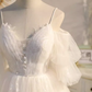 Elegant Ball Gown Straps Tulle Party Dress White Homecoming Dresses C440