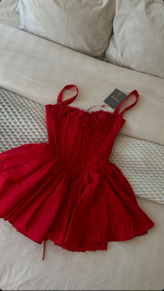 Red A Line Spaghetti Straps Satin Short Homecoming Dress 18th Birthday Outfits C4416