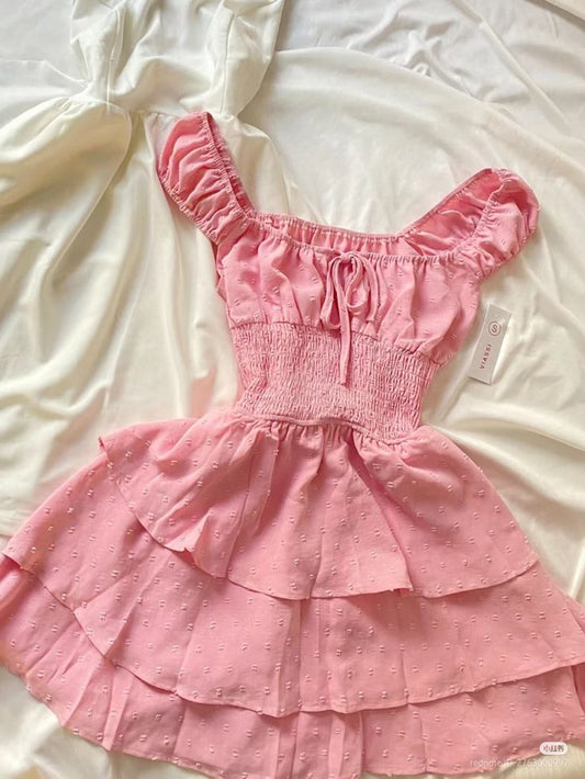 Sweet A Line U Neck Pink Satin Short Homecoming Dress 18th Birthday Outfits C4417