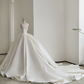 Robe de mariée longue en satin, tulle et perles, sans bretelles, style bal intemporel, C4429