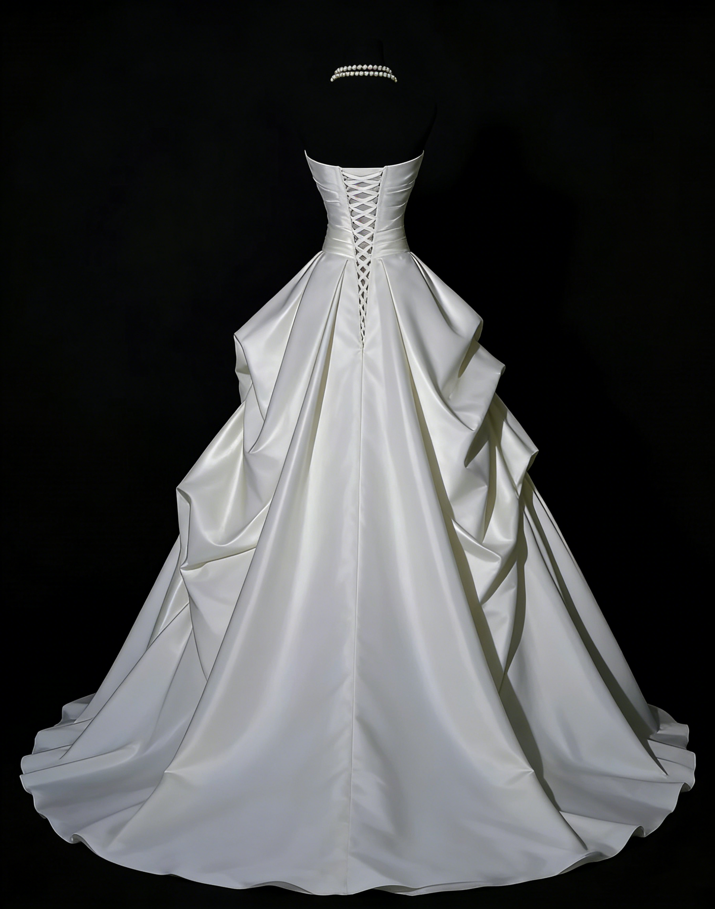 Dreamy Ball Gown Strapless Satin Long Wedding Dresses C4433